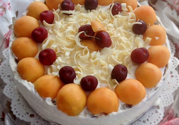 עוגת גבינה אפויה עם מישמשים
